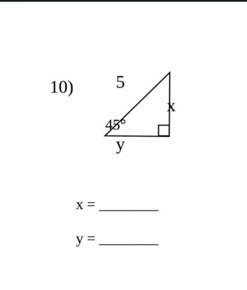 Find the value of x and y