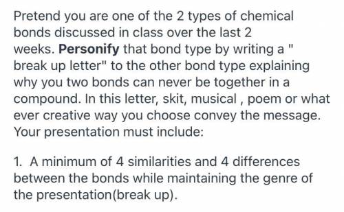 Chemical bond break up letter help asap