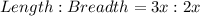 Length:Breadth = 3x:2x