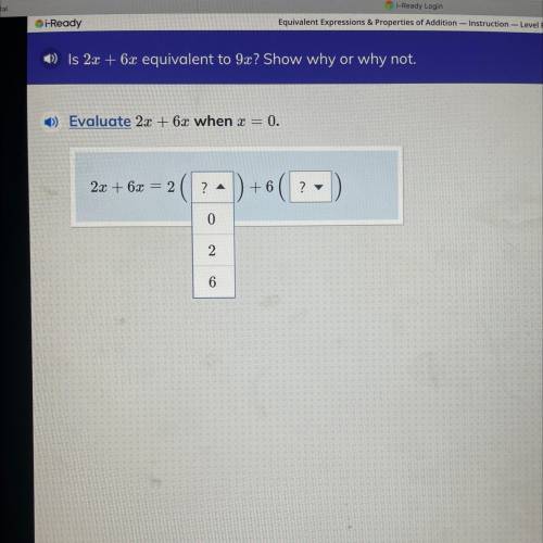 The question is on equivalent expressions and properties of addition