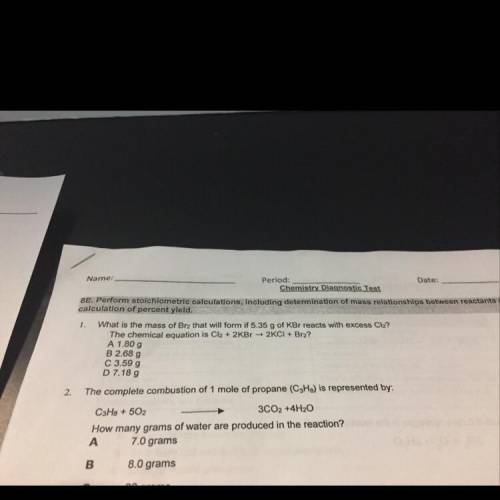 What is the mass of Br2 that will form if 5.35 g of KBr reacts with excess Cl2