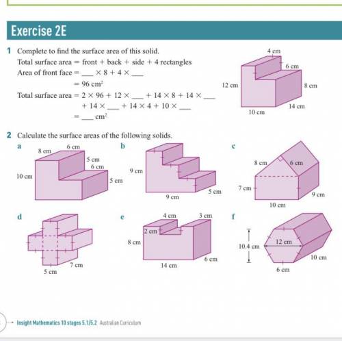 SURFACE AREA OF COMPOSITE SOLIDS HELP
questions a, c, g and i