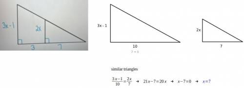 What value of x is needed to prove the triangles
are similar?