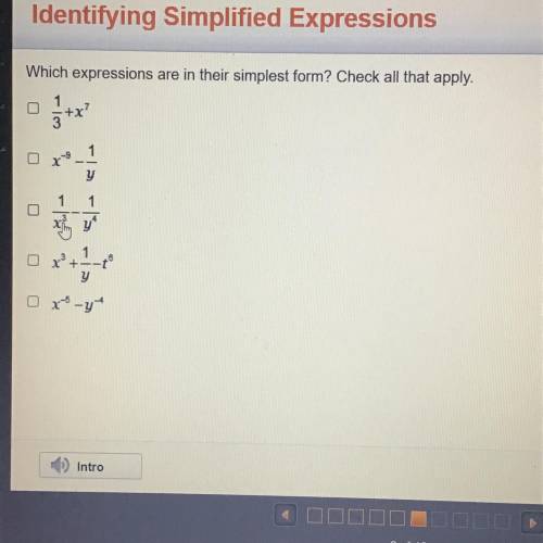 Which expressions are in their simplest form? Check all that apply.