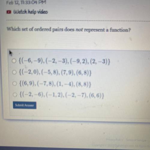 Which set of ordered pairs does not represent a function