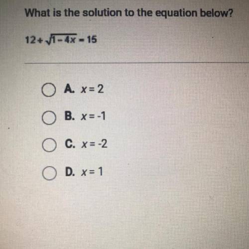 What is the solution to the equation below. 12 + square root 1 - 4x = 15