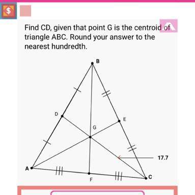 Find CD, given that point G is the centroid of

triangle ABC. Round your answer to the
nearest hun