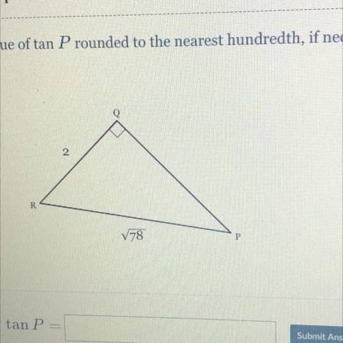 Find the value of tan P rounded to the nearest hundredth, if necessary.