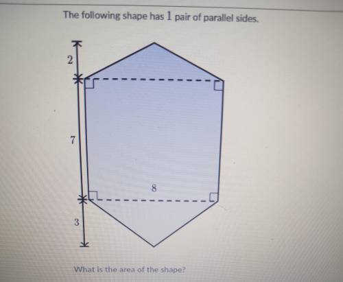 The following shape has 1 pairs of parallel sides.
What is the area of the shape?
