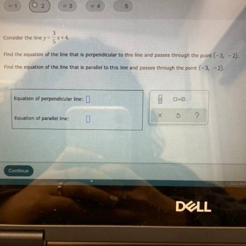 Consider the line y= 3/5x + 4