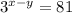 3^{x-y} = 81