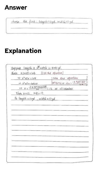 7. The area of a playground is 84 yd?. The width of the playground is 5 yards longer than its length