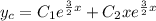 y_c = C_1 e^{\frac32 x} + C_2 x e^{\frac32 x}