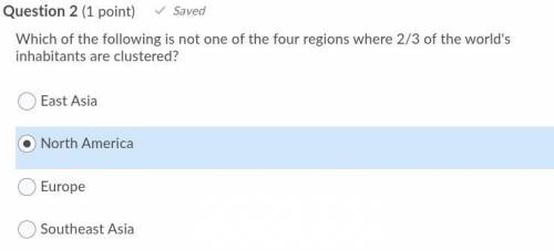 Which of the following is not one of the four regions where 2/3 of the world's inhabitants are clus