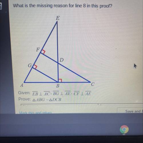 What is the missing reasons for line 8 in this proof

A. Given
B. Reflective property
C. Transitiv