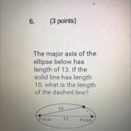 HELP I NEED TO SHOW MY WORK FOR THIS QUESTION!!
 

The major axis of the
ellipse below has
length o