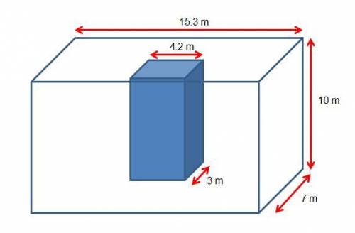 George has a storage unit already occupied by a large container that is the same height of the whol