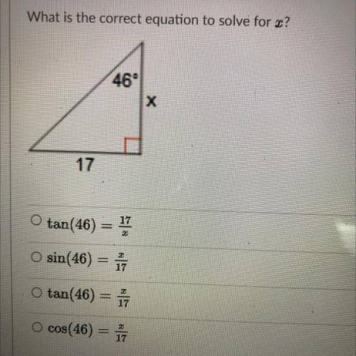 What is the correct equation to solve for x?