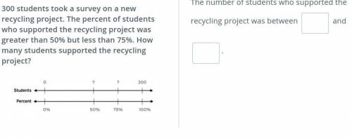 300 students took on survey on a new recycling project. the percent of who supported the recycling