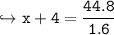 \\ \tt\hookrightarrow x+4=\dfrac{44.8}{1.6}