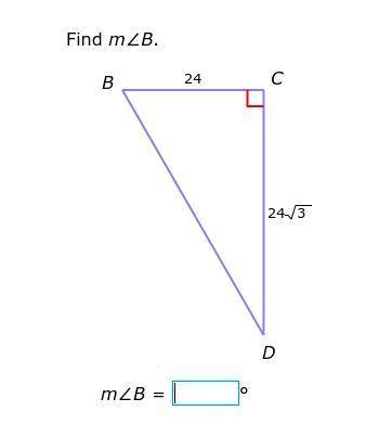 Find m∠B. Put the answer below.
m∠B =