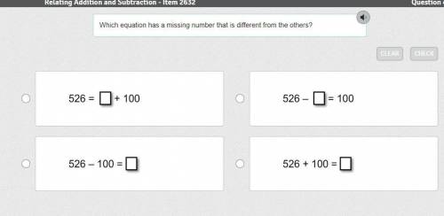 Which equation has a missing number that is different from the others?