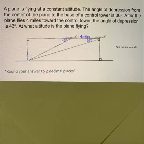 A plane is flying at a constant altitude. The angle of depression from the center of the plane to t