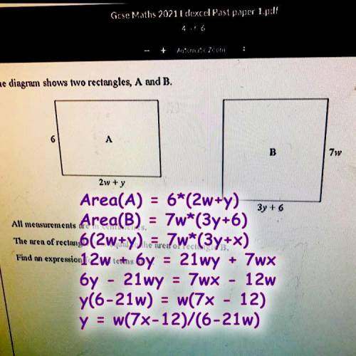 Find an expression for y in terms of w.