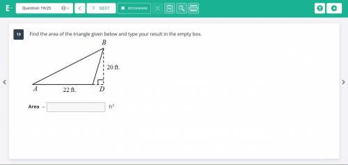 Find the area of the triangle given below and type your result in the empty box.