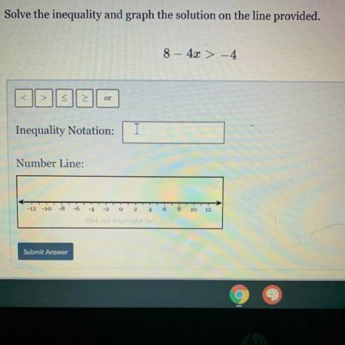 What’s the inequality notation of 8 - 4x > -4? Here’s the question: