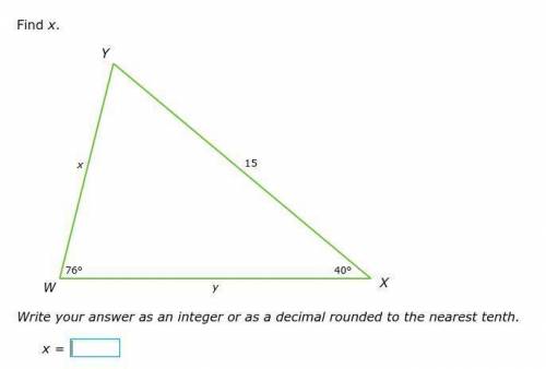 Find x.
Write your answer as an integer or as a decimal rounded to the nearest tenth.