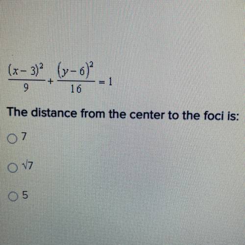 The distance from the center to the foci is?