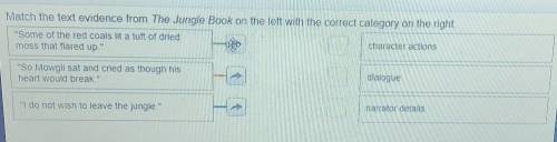 Match the text evidence from The Jungle Book on the left with the correct category on the right, S