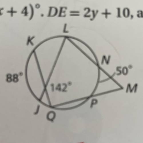 What is the measure of arc LNQ