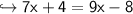 \hookrightarrow \sf 7x + 4 = 9x - 8