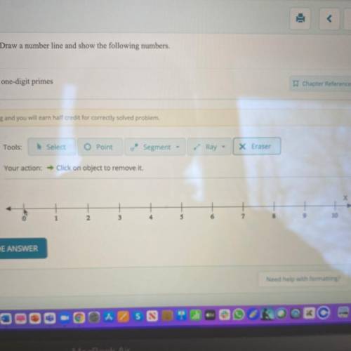 Draw a number line and show the following numbers.
one-digit primes