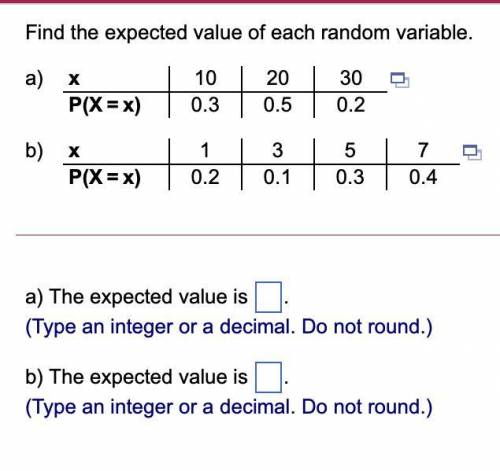 Find the expected value of each random variable.