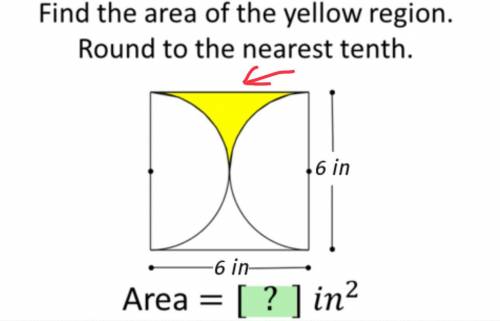 Find the area of the yellow region, and no the answer to this exact question before was not correct