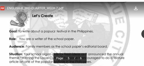 Let's CreateGoal: To write about a popular festival in the Philippines.