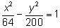 What is the equation of a hyperbola with a = 8 and c = 20? Assume that the transverse axis is hori