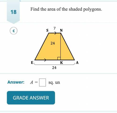 Find the area of the shaded polygon