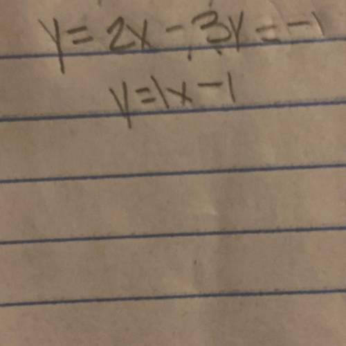 You have to substitute the equation. sub y=1x-1 into the other equation.