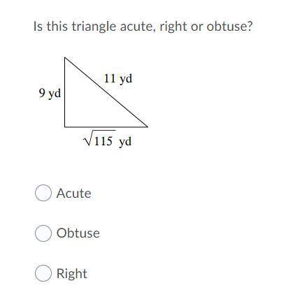 Is this triangle acute, right or obtuse?